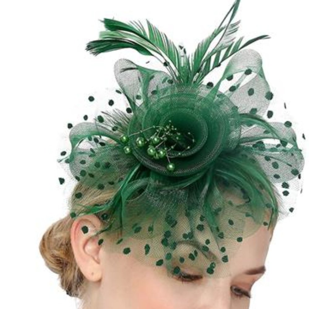 Fascinators Hat for Women Tea Party Headband Kentucky Derby Wedding Flower Green
